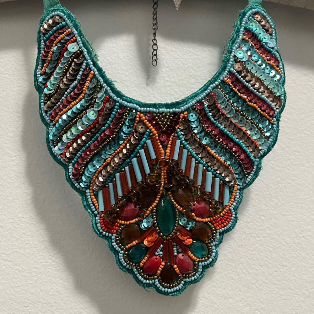 Beaded bib statement necklace